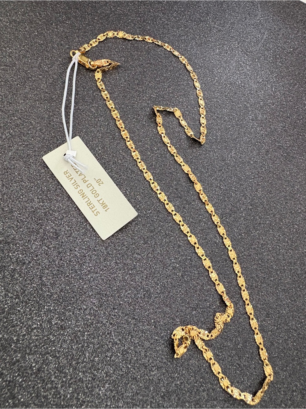 High Quality 18k Gold Plated over Sterling Silver Italian Chain Necklace 20”